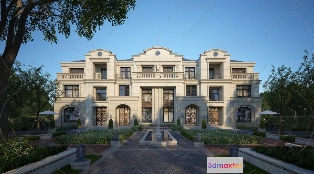 1579576 - Europe Style Villa 3D Model - 3D Blocks - 031 3D Max