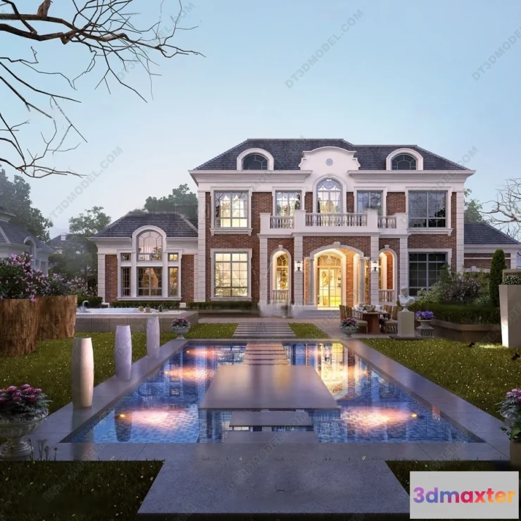 1579592 - Europe Style Villa 3D Model - 3D Blocks - 039 3D Max