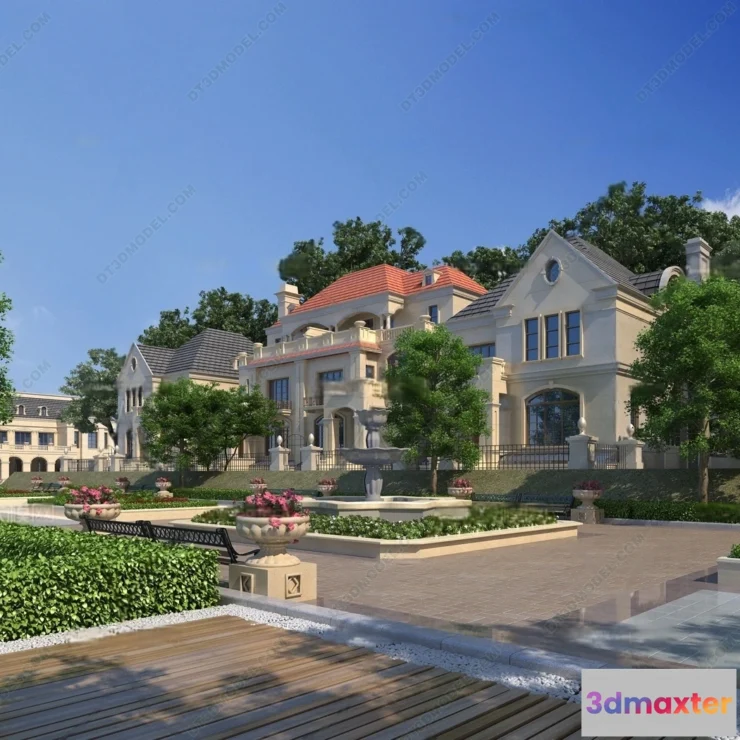 1579596 - Europe Style Villa 3D Model - 3D Blocks - 041 3D Max