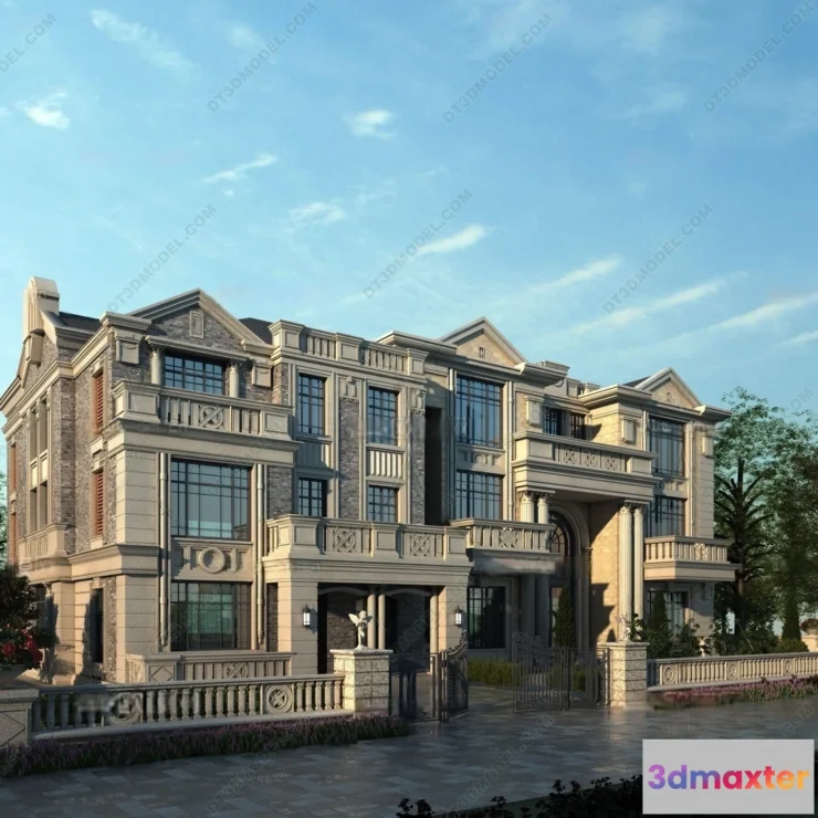 1579598 - Europe Style Villa 3D Model - 3D Blocks - 042 3D Max