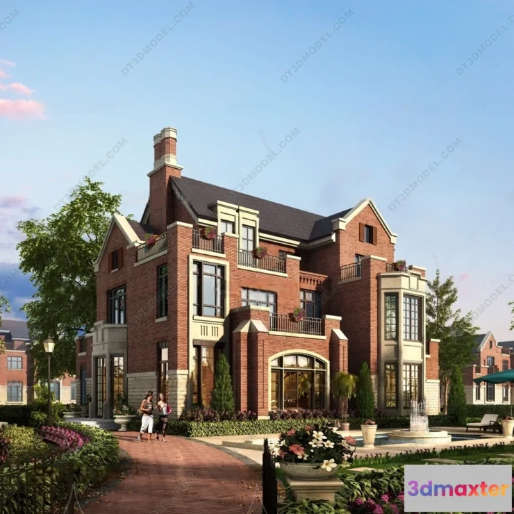 1579632 - Europe Style Villa 3D Model - 3D Blocks - 059 3D Max