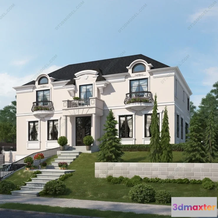 1579636 - Europe Style Villa 3D Model - 3D Blocks - 061 3D Max