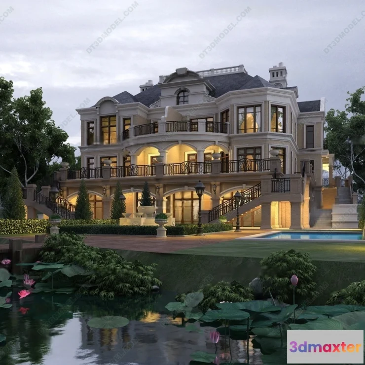 1579644 - Europe Style Villa 3D Model - 3D Blocks - 065 3D Max