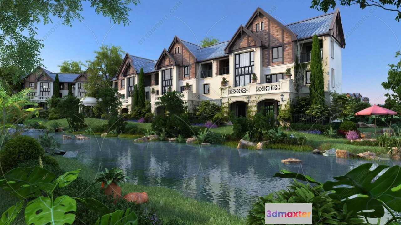 1579742 - Europe Style Villa 3D Model - 3D Blocks - 114 3D Max