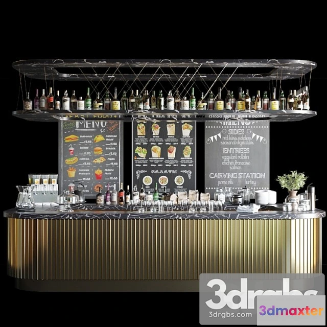 1057470 - A large design project of a bar counter with strong alcohol, wine and a variety of cocktails. alcohol