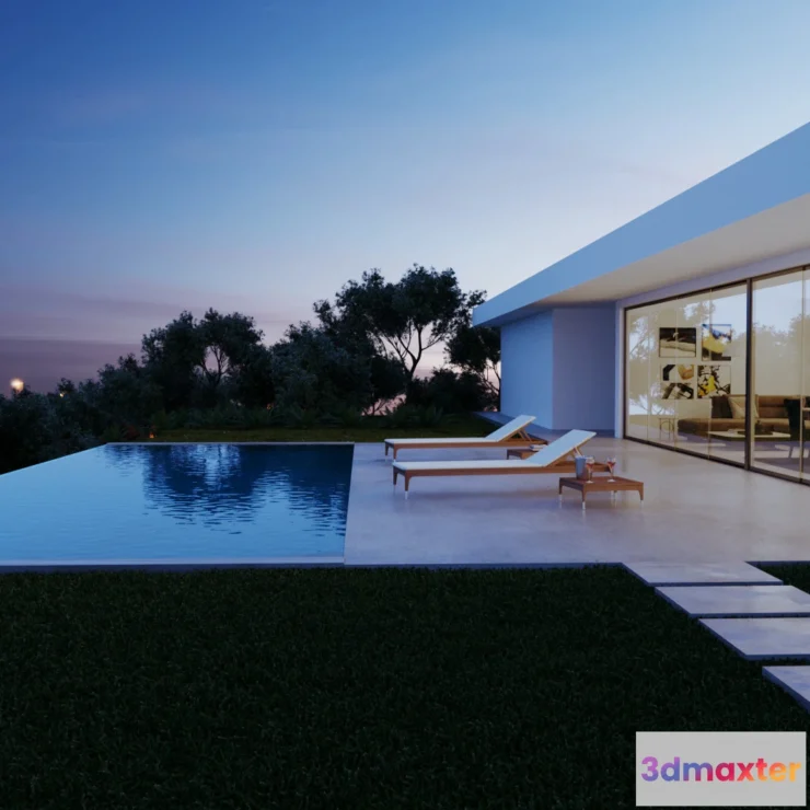 1205536 - CORONA SCENES - EXTERIOR NIGHT LIGHT MIX CORONA RENDER NIGHT