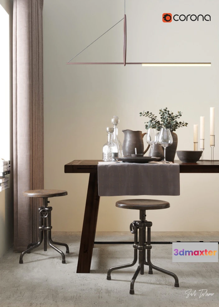 1205560 - CORONA SCENES - SHOT 1 tavolo sgab corona render