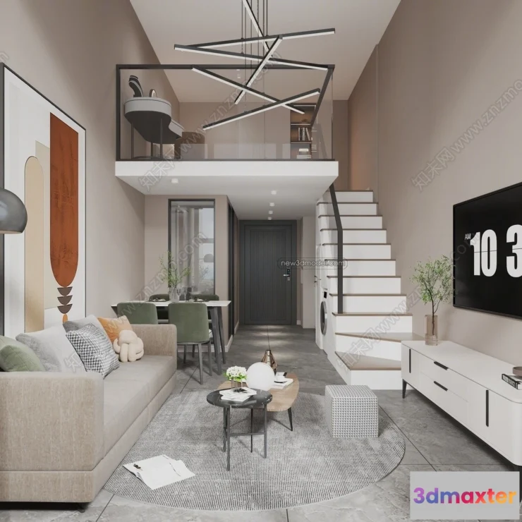 1358721 - Mezzanine Floor - 3D Interior Scene - 3D Models - Modern Style - 085 3D Max