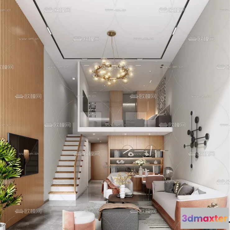 1358789 - Mezzanine Floor - 3D Interior Scene - 3D Models - Modern Style - 086 3D Max