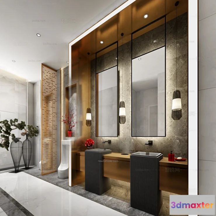 1378963 - Public Toilet - WC - 3D Interior Scene - 3D Models - 010 3D Max