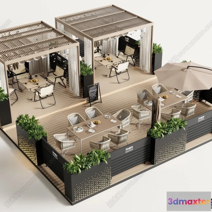 1379634 - Garden Coffee Shop - Fastfood - 3D Models - 001 3D Max
