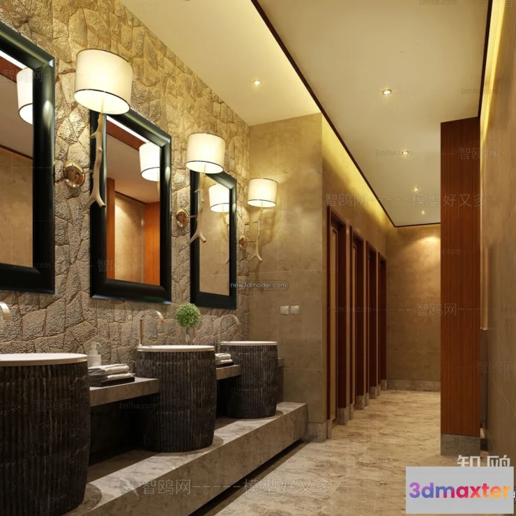 1380886 - Public Toilet - WC - 3D Interior Scene - 3D Models - 039 3D Max