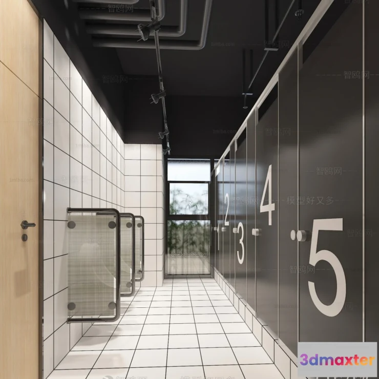 1381077 - Public Toilet - WC - 3D Interior Scene - 3D Models - 042 3D Max
