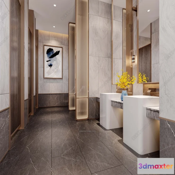 1382623 - Public Toilet - WC - 3D Interior Scene - 3D Models - 066 3D Max