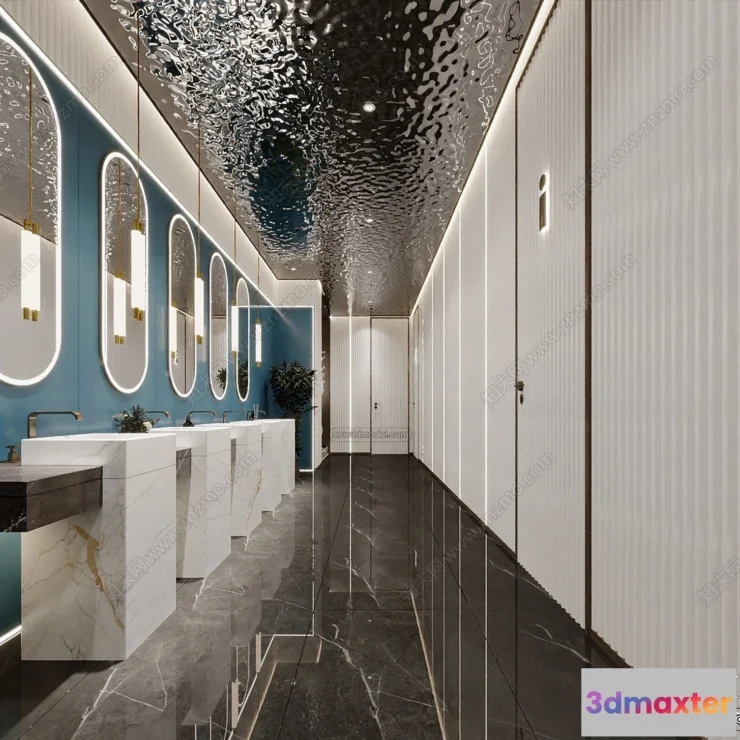 1383959 - Public Toilet - WC - 3D Interior Scene - 3D Models - 086 3D Max