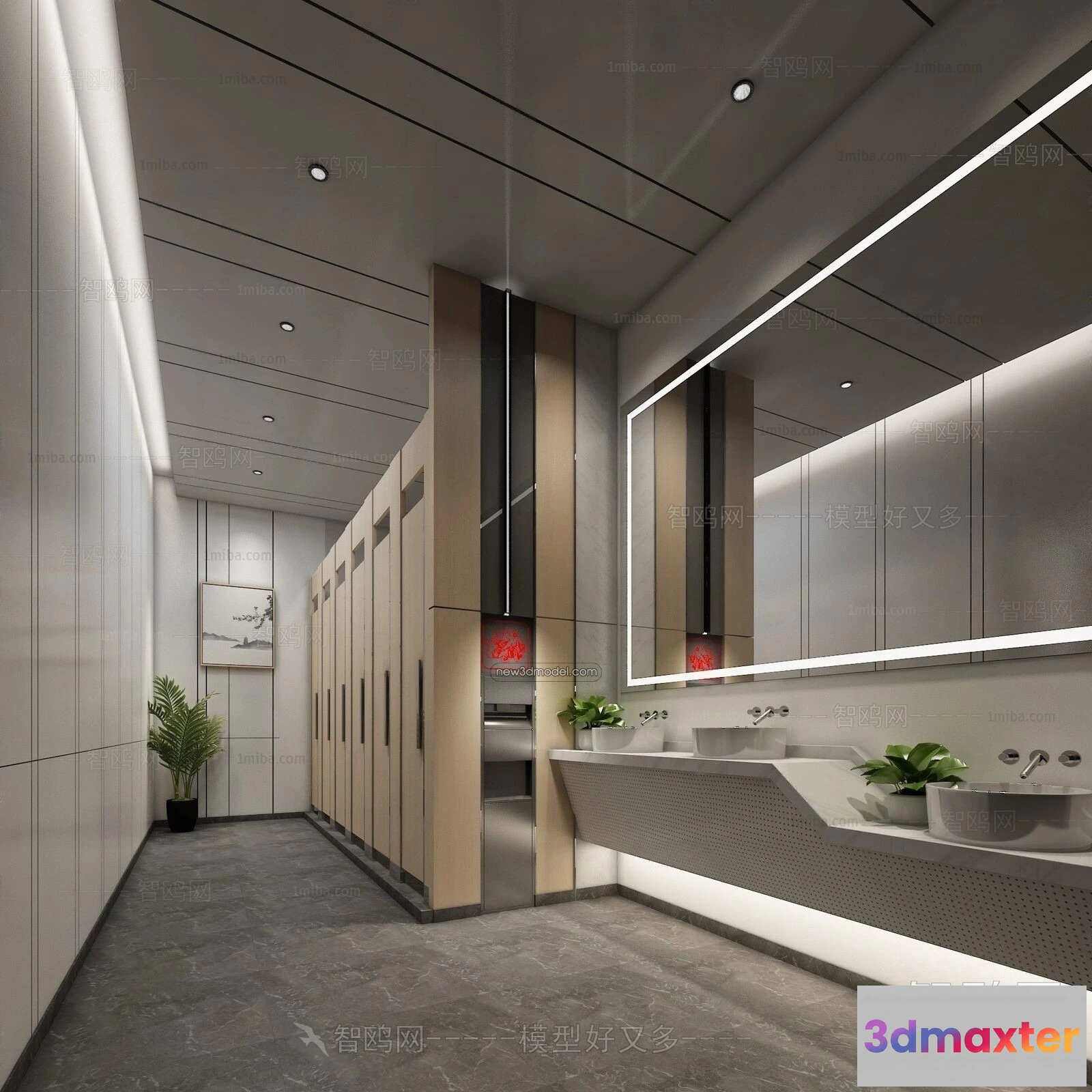 1386474 - Public Toilet - WC - 3D Interior Scene - 3D Models - 125 3D Max