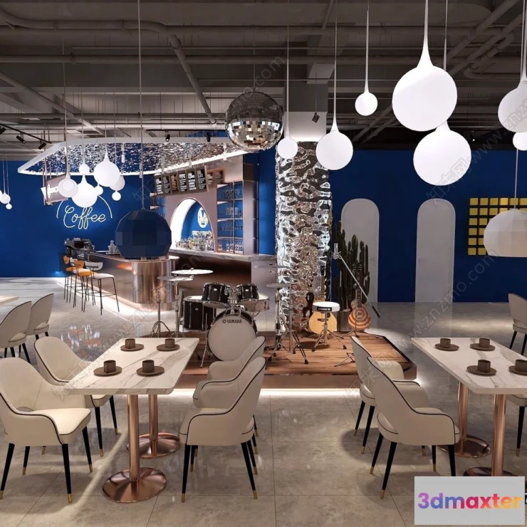 1386987 - Restaurant - Fastfood - 3D Interior Scenes - 003 3D Max