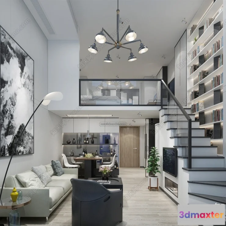 1387139 - Mezzanine Floor - 3D Interior Scene - 3D Models - Modern Style - 010 3D Max