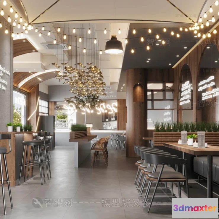 1388207 - Restaurant - Fastfood - 3D Interior Scenes - 021 3D Max