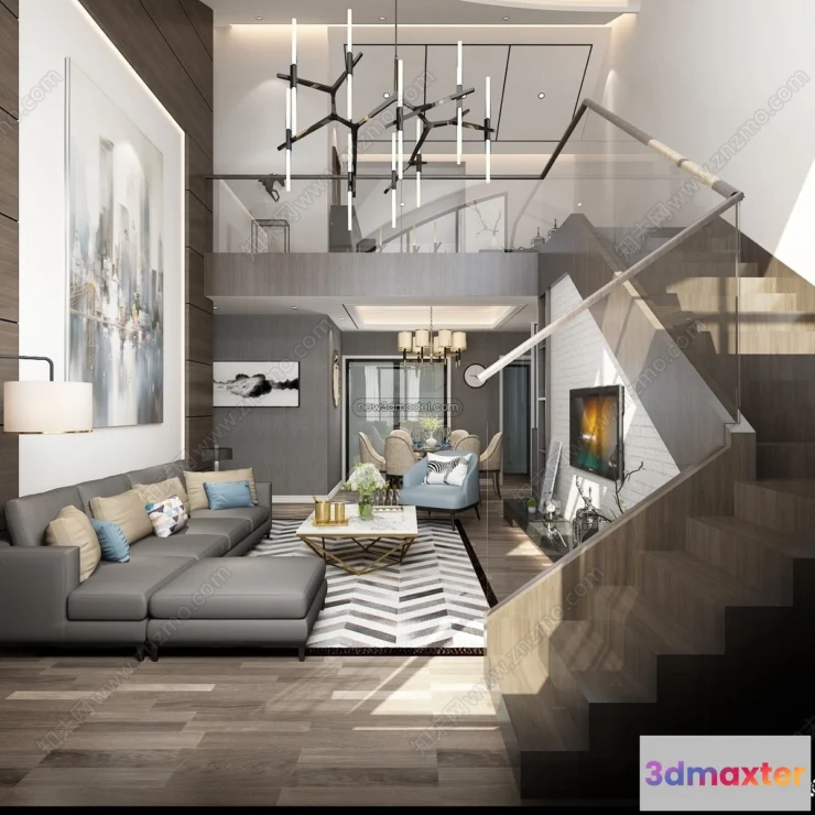 1388413 - Mezzanine Floor - 3D Interior Scene - 3D Models - Modern Style - 030 3D Max