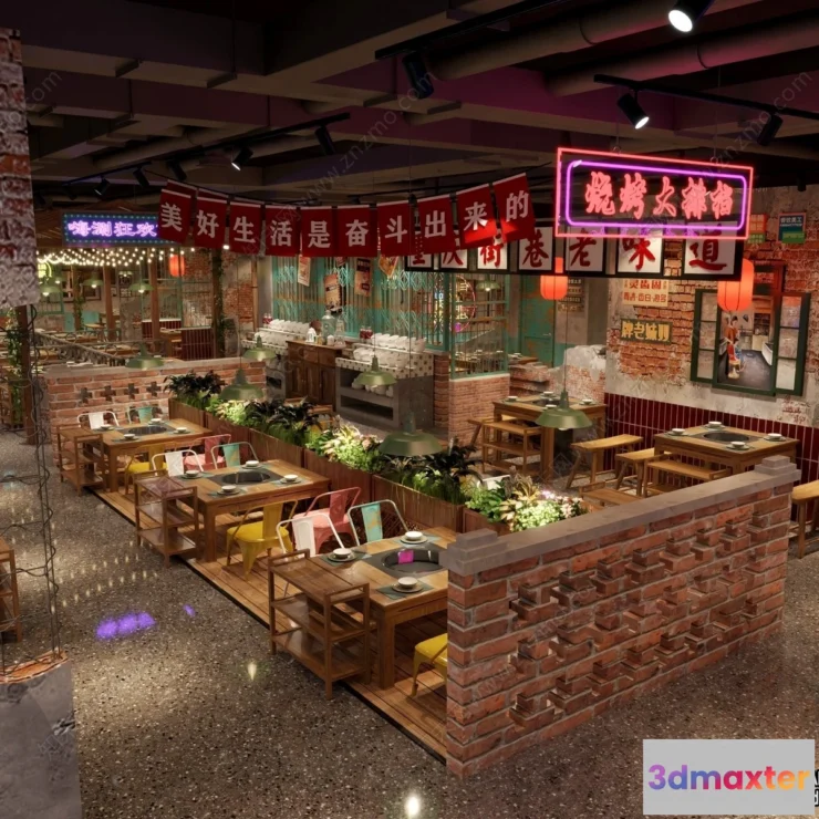 1388531 - Restaurant - Fastfood - 3D Interior Scenes - 026 3D Max