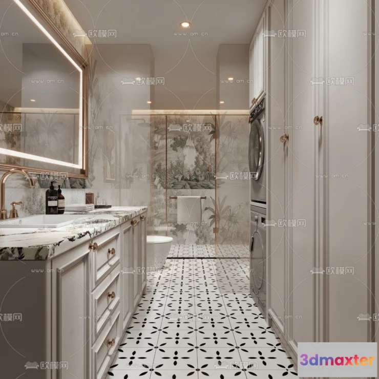 1388732 - Toilet - WC - France Style - Interior 3D Scene - 004 3D Max