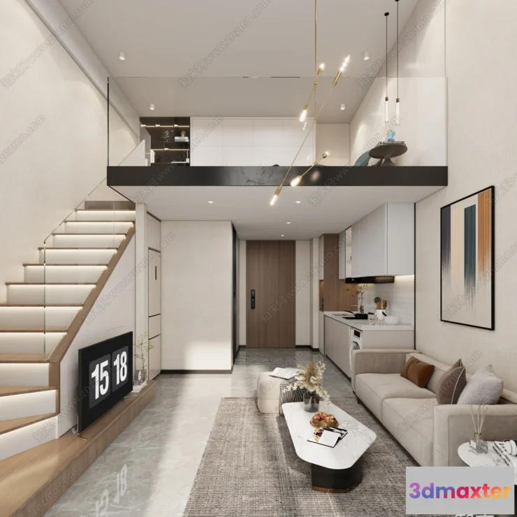 1388983 - Mezzanine Floor - 3D Interior Scene - 3D Models - Modern Style - 039 3D Max