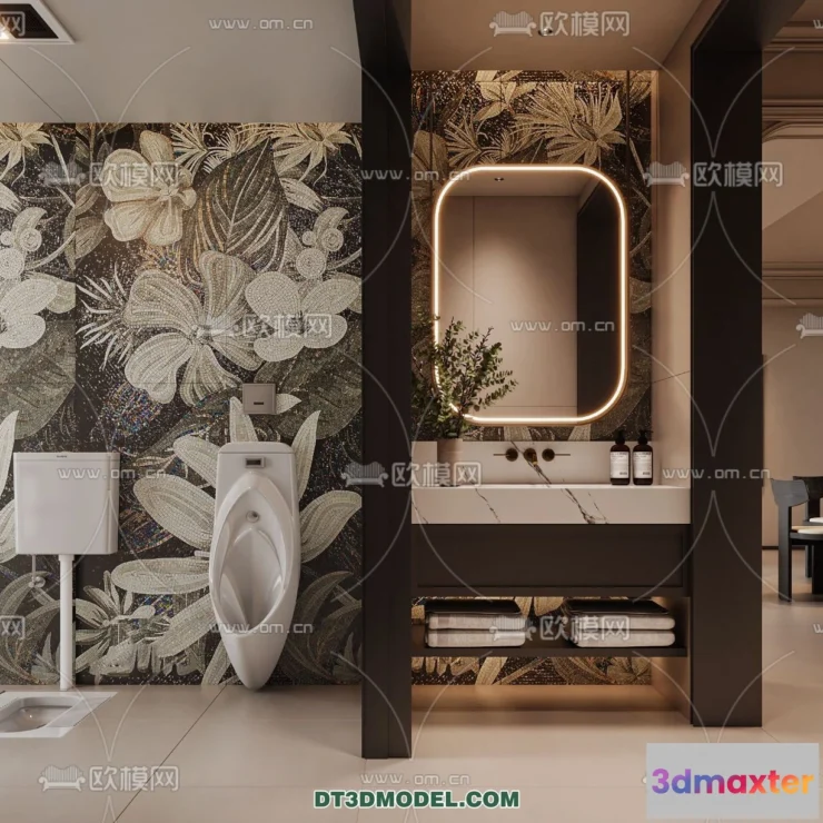 1389111 - Toilet - WC - France Style - Interior 3D Scene - 010 3D Max