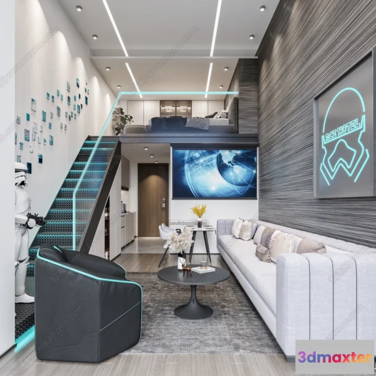 1389188 - Mezzanine Floor - 3D Interior Scene - 3D Models - Modern Style - 042 3D Max