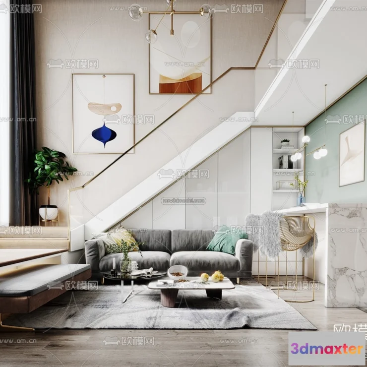 1389249 - Mezzanine Floor - 3D Interior Scene - 3D Models - Modern Style - 043 3D Max