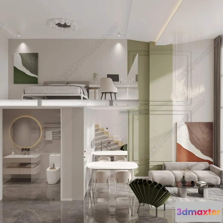 1389502 - Mezzanine Floor - 3D Interior Scene - 3D Models - Modern Style - 047 3D Max