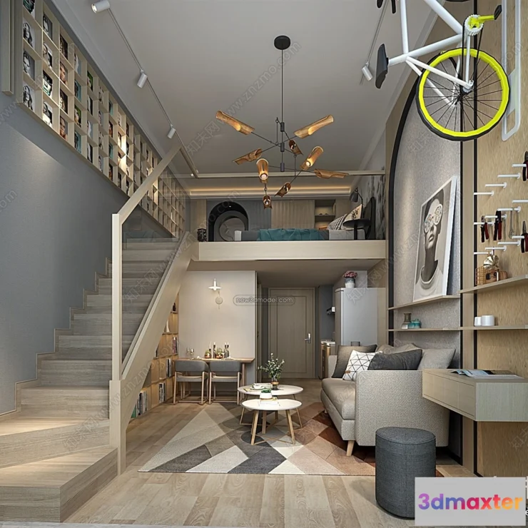 1390085 - Mezzanine Floor - 3D Interior Scene - 3D Models - Modern Style - 056 3D Max