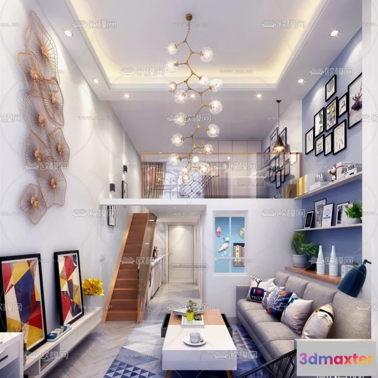 1390598 - Mezzanine Floor - 3D Interior Scene - 3D Models - Modern Style - 064 3D Max