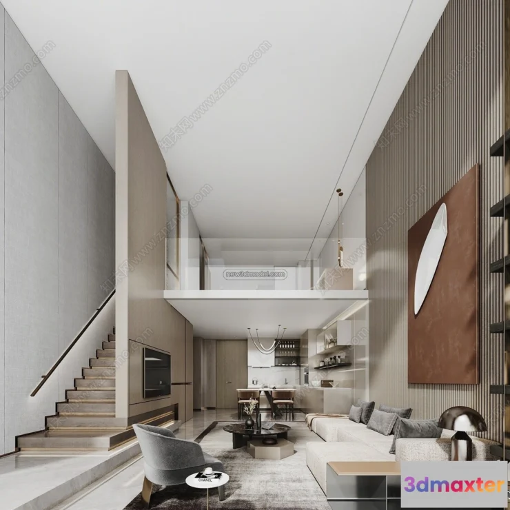 1390860 - Mezzanine Floor - 3D Interior Scene - 3D Models - Modern Style - 068 3D Max