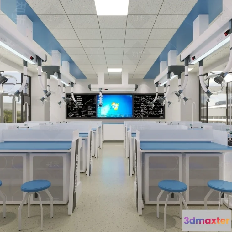 1580860 - Modern Style Interior 3D Blocks and 3D Models - Laboratory 3D Scene - 1035 3D Max