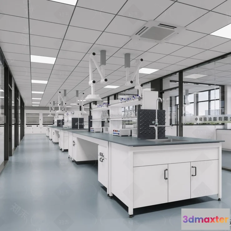 1580880 - Modern Style Interior 3D Blocks and 3D Models - Laboratory 3D Scene - 1045 3D Max