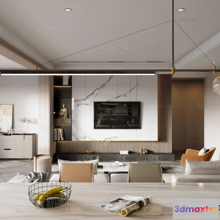 1362216 - Living Room and Dining Room - 3D Interior Scene - 3D Models - 034 3D Max