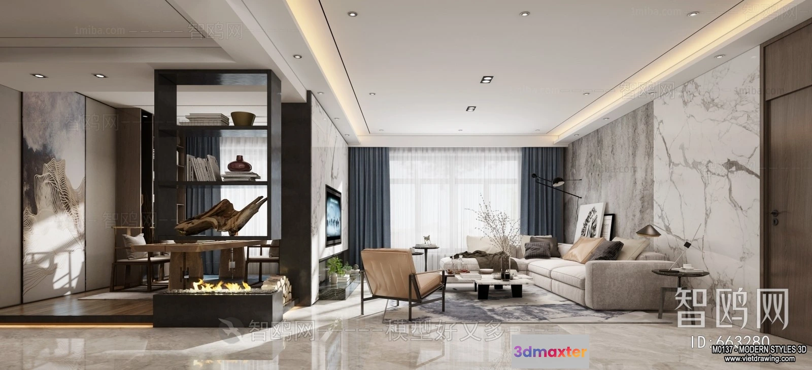 1369890 - Living Room and Dining Room - 3D Interior Scene - 3D Models - 147 3D Max