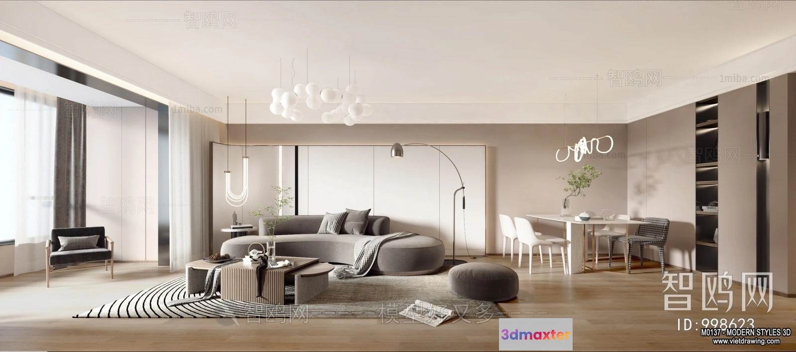 1371837 - Living Room and Dining Room - 3D Interior Scene - 3D Models - 176 3D Max