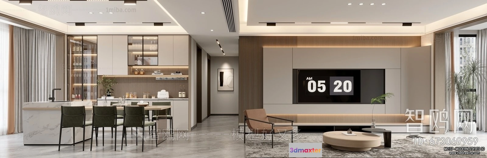 1375668 - Living Room and Dining Room - 3D Interior Scene - 3D Models - 234 3D Max