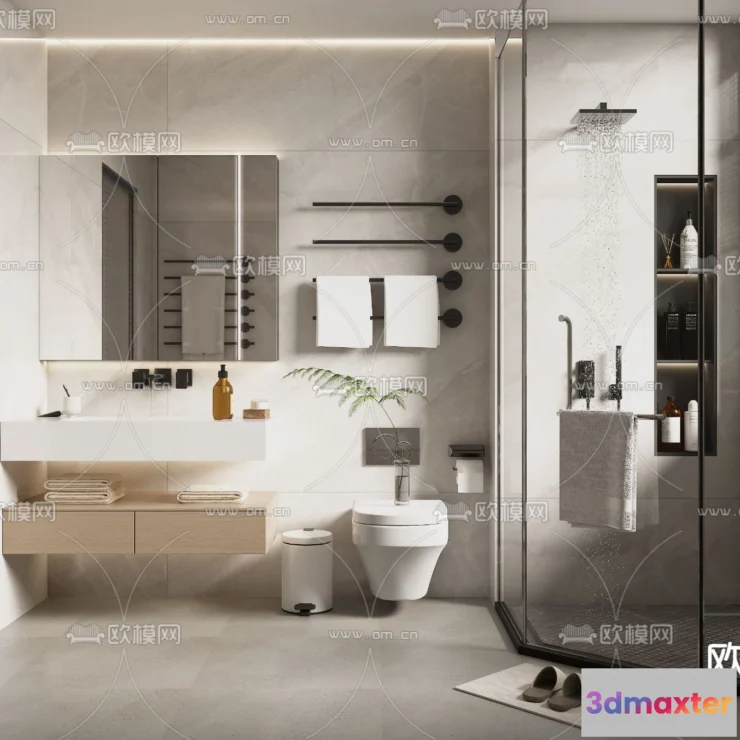 1242222 - BATHROOM SETS - VRAY  CORONA - 3D MODEL - 2235