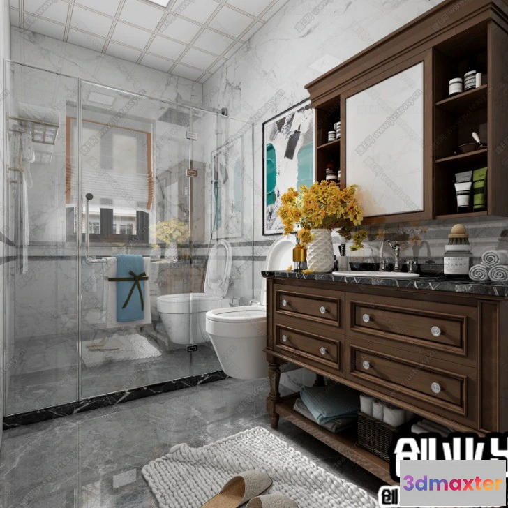 1360261 - Bathroom 3D Interior Scene - American Style - 001 3D Max