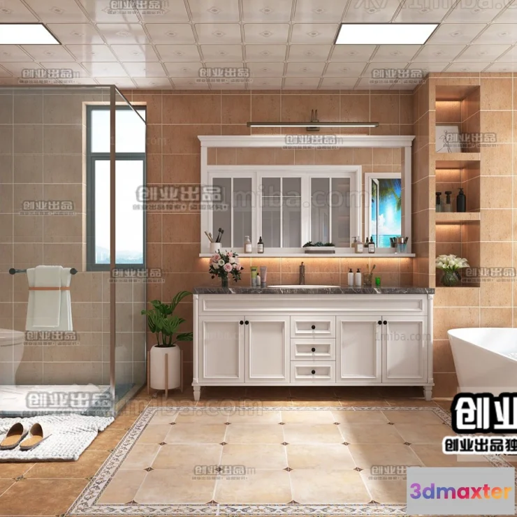 1360528 - Bathroom 3D Interior Scene - American Style - 005 3D Max