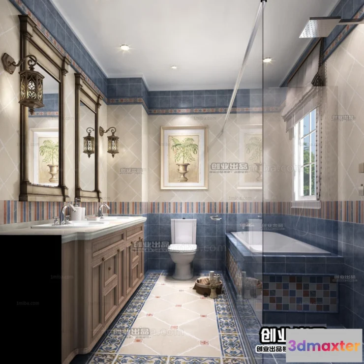 1360664 - Bathroom 3D Interior Scene - American Style - 007 3D Max