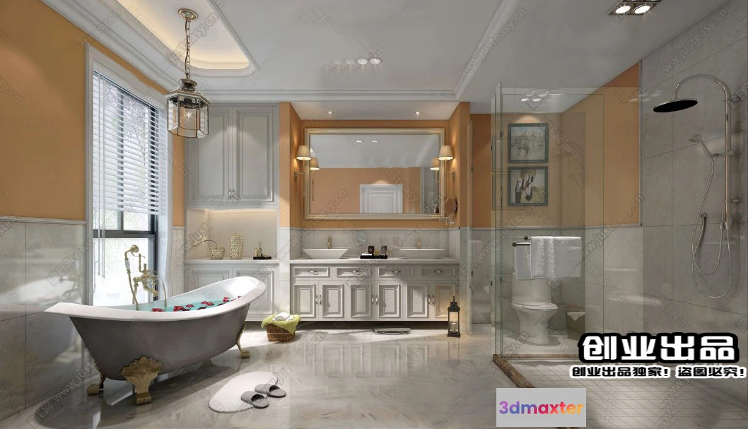 1360723 - Bathroom 3D Interior Scene - American Style - 008 3D Max