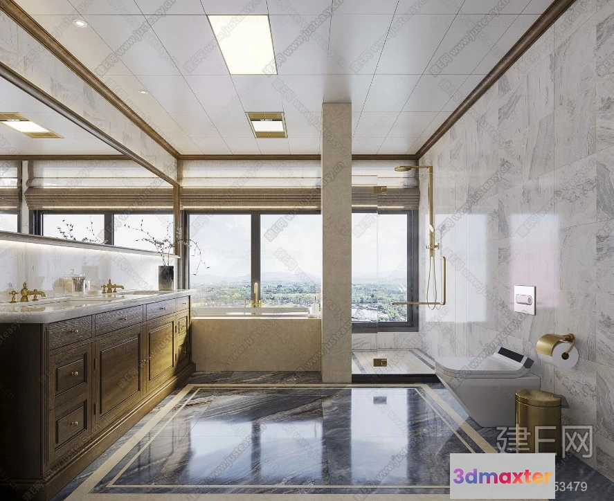 1360848 - Bathroom 3D Interior Scene - American Style - 010 3D Max