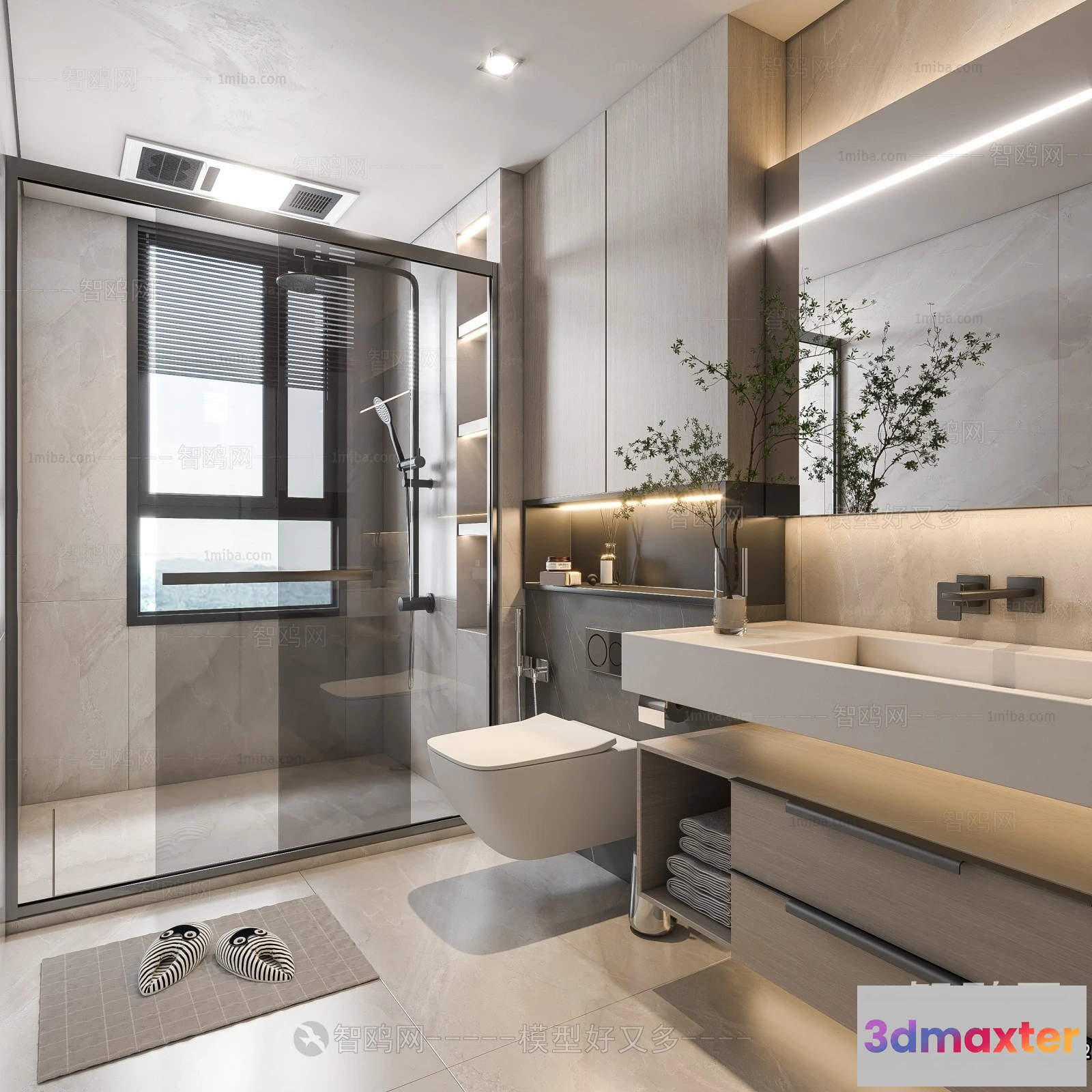 1361318 - Bathroom - Toilet - WC - RestRoom - 3D Interior Scene - 485 3D Max