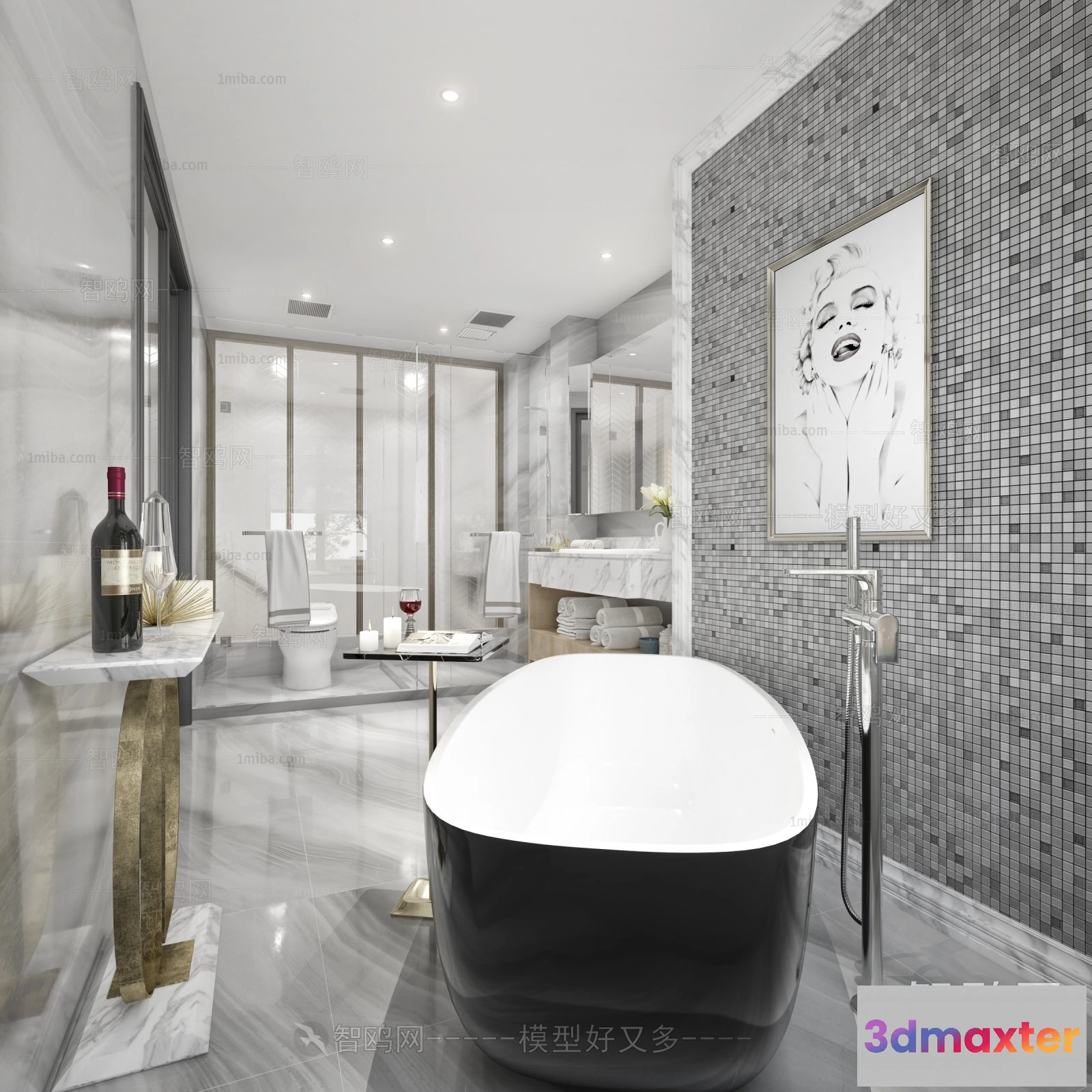 1369578 - Bathroom - Villas 3D Interior Scene - 3D Models - 080 3D Max