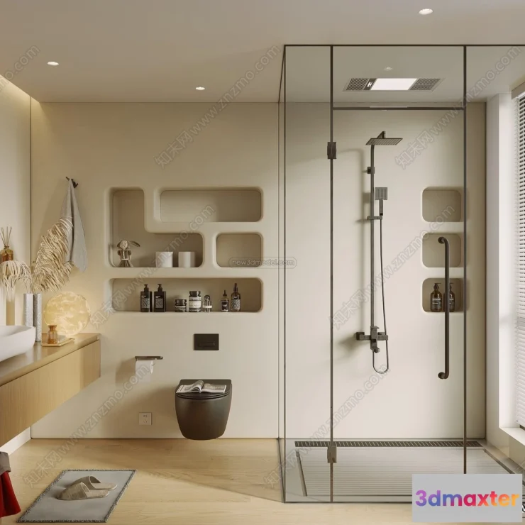 1369618 - Bathroom 3D Interior Scene Model - Wabi Sabi Style - 009 3D Max
