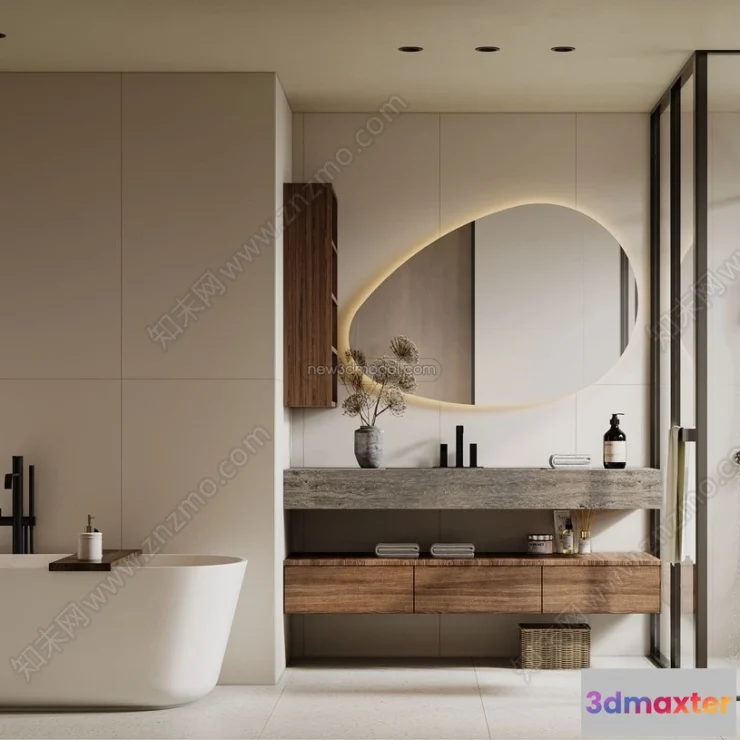 1369820 - Bathroom 3D Interior Scene Model - Wabi Sabi Style - 012 3D Max